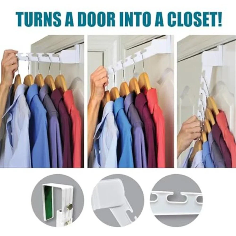 Over The Door Hanger Organizer 3Pack Clothes Hanger Hooks Space Saving Rack Whit